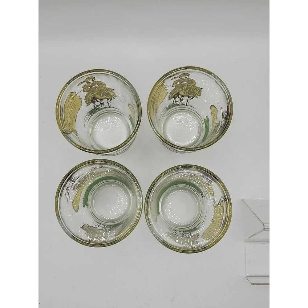 1950s Davy Crockett 1786-1836 Collector's Drinking Glass Set of 4 Indian Fighter